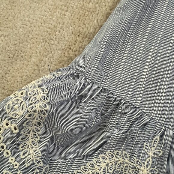 Francesca’s Mi Ami Blue White Eyelet Embroidered Mini Dress S With Bow Tie Strap - Picture 8 of 14